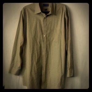 Stafford Essentials Tan  button-up Fitted 18 34-35
